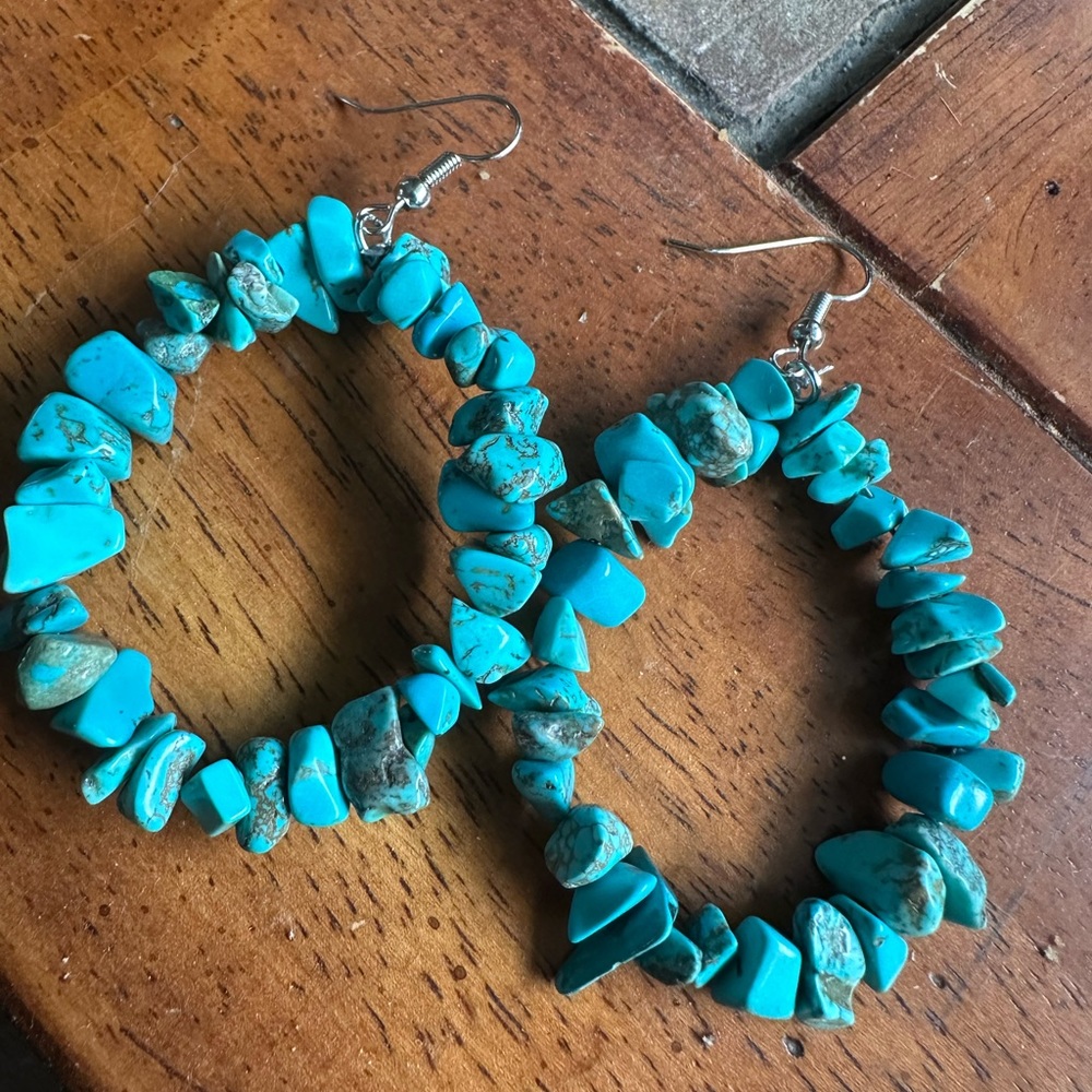 turquoise rock beaded earrings